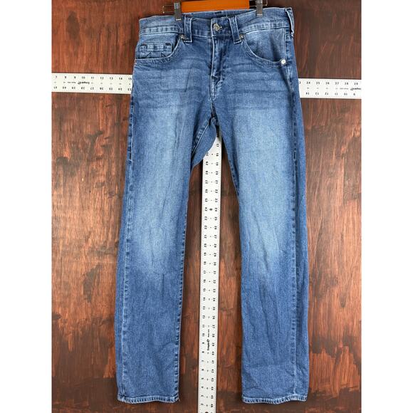 True Religion Rickey Relaxed Straight Denim Jeans Medium Tidal Wash Mens 31 Euc - Picture 3 of 11